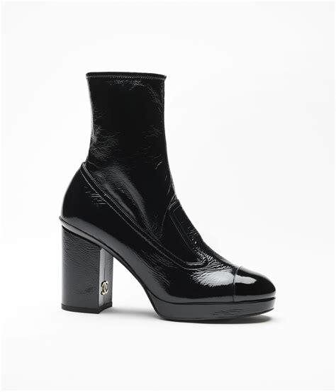 chanel patent calfskin short boots|Short Boots Crumpled Shiny Fabric & Patent Calfskin Black.